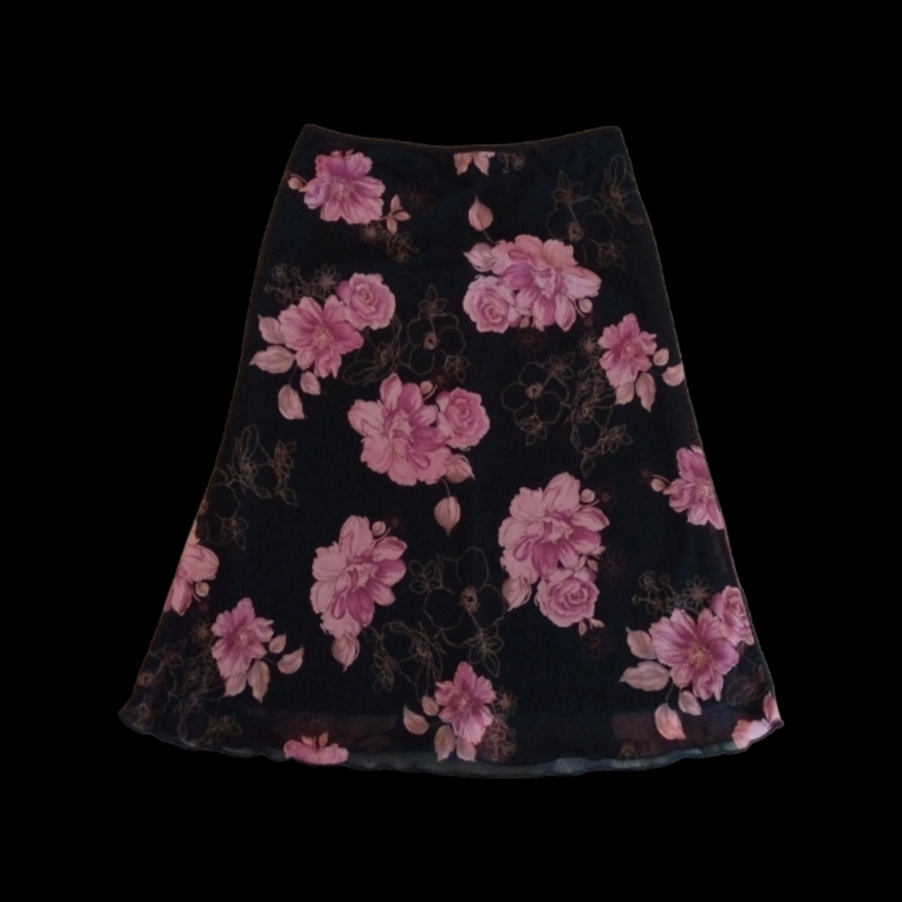 Wrapper Black Pink and Beige Floral Skirt
